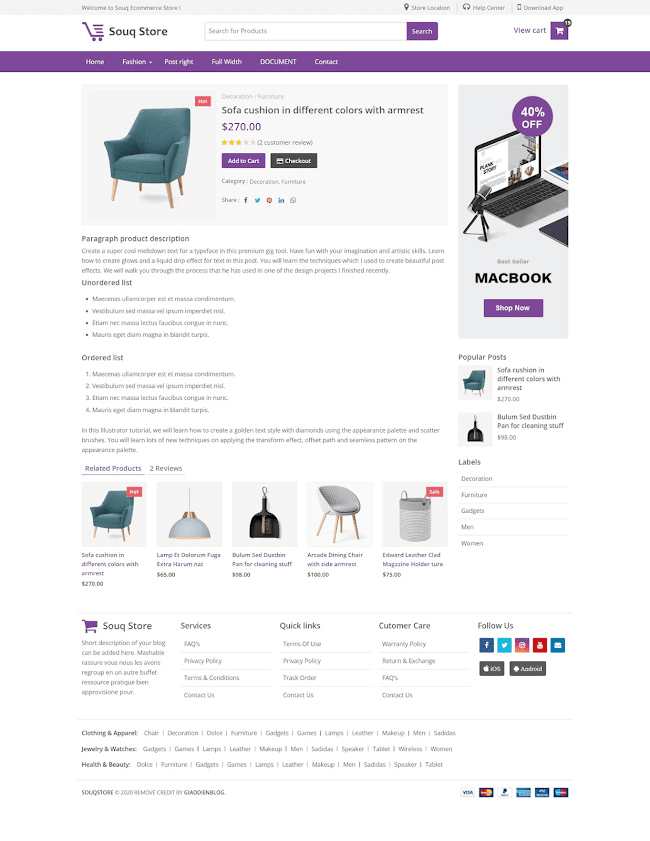 Free Souq Store Premium Ecommerce Blogger Template